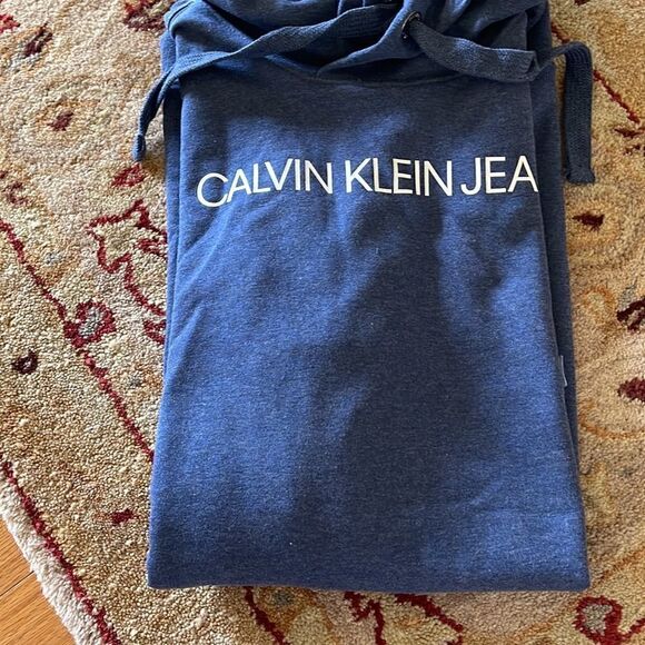NWT  blue Calvin Klein Women's Size L  Performance Logo Fleece Hoodie - Picture 1 of 11